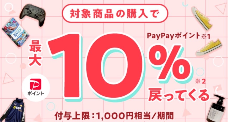 対象商品の購入で最大10％戻ってくるキャンペーン