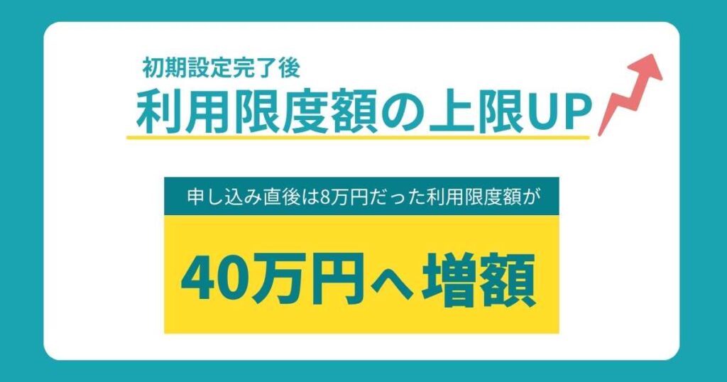 初期設定をすると限度額が上がる